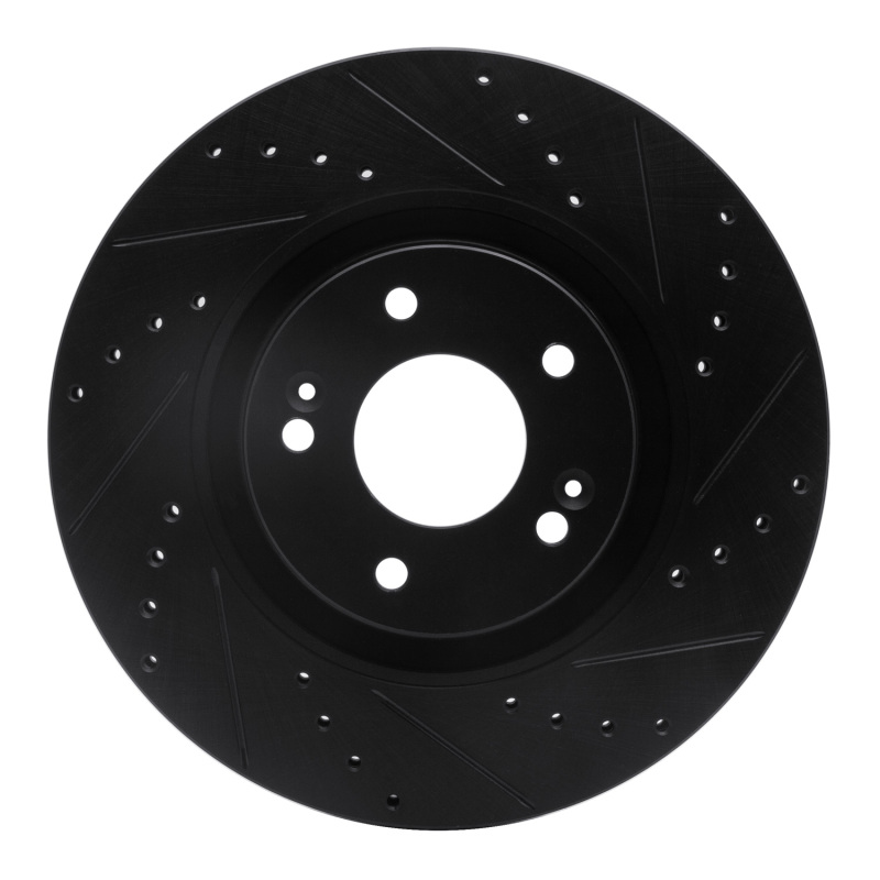 Hyundai Tucson Brake Rotor (1) - Front Right - R1 Concepts - Drilled & Slotted - Black - `11-`25